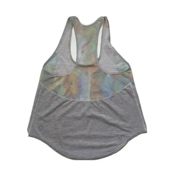 Heather Gray Tie Dye Mesh Racerback Athletic Tank Top Small Sleeveless Stretch - Picture 2 of 5